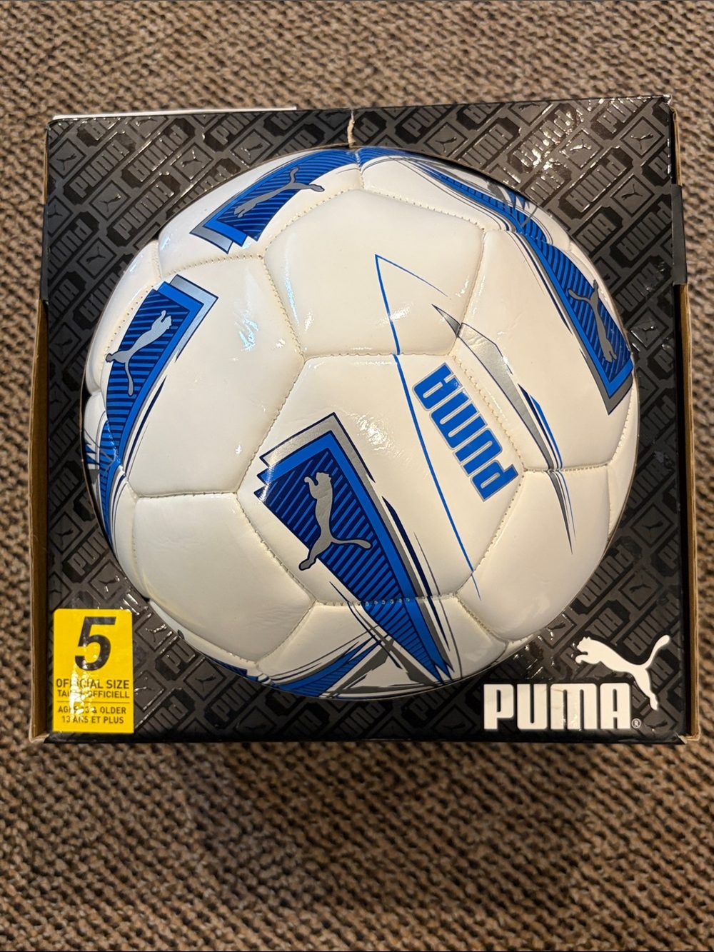 Puma White and Blue Training Soccer Ball size 5